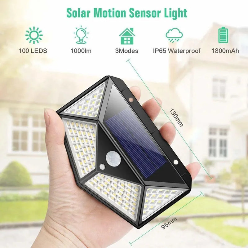 Luminária Solar Parede 100 Led Sensor Presença 3 Funções - Storesul