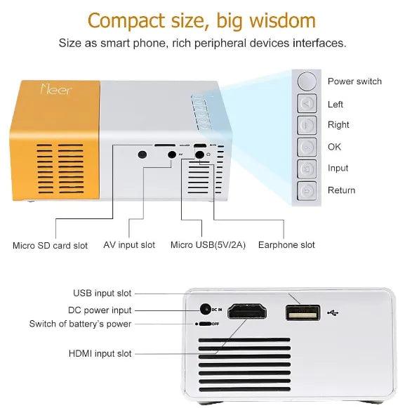 Mini Projetor Portátil Led 1080p 600 Lúmens Hdmi YG300