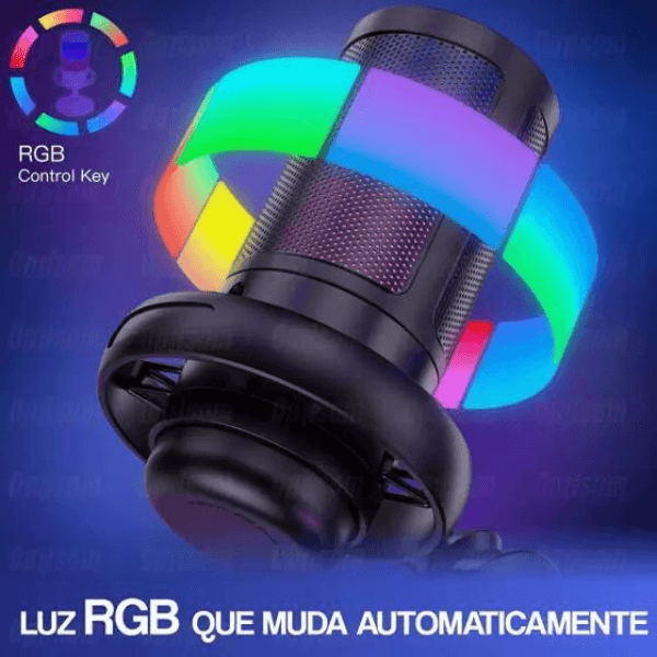 Microfone Gamer Rgb Usb Para Pc Mt1060r (PRETO)