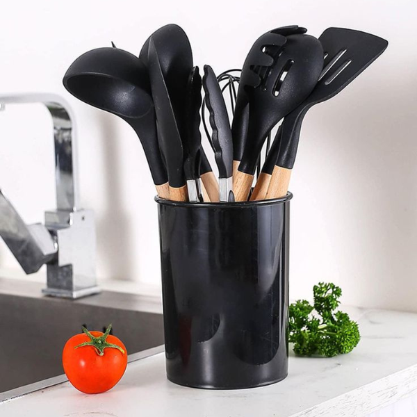 Kit Utensílios Cozinha 12 Peças Silicone Antiaderente