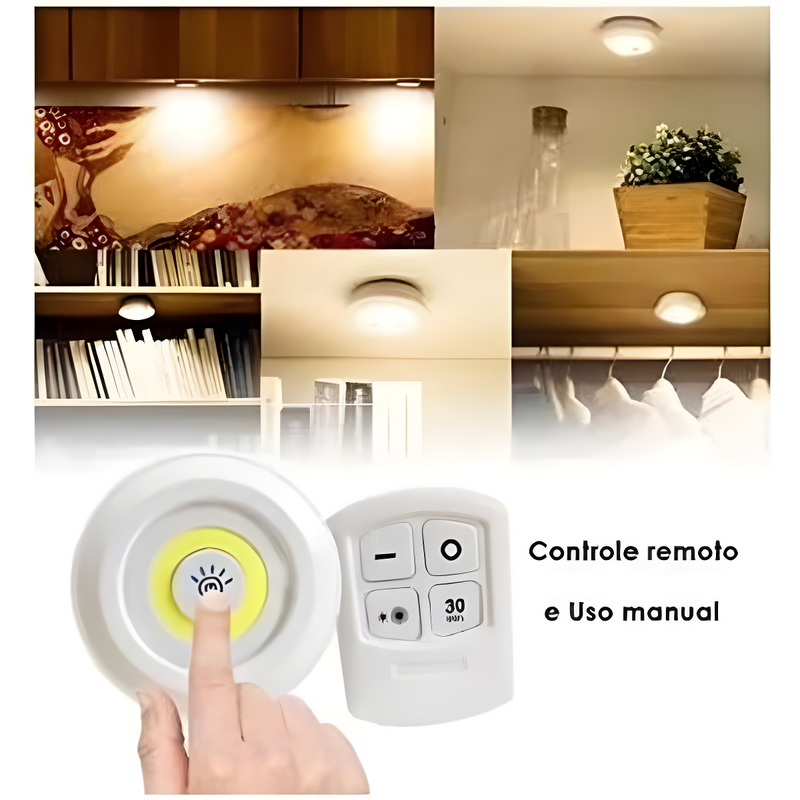 Kit 3 Lâmpadas Luminária Led Controle Sem Fio