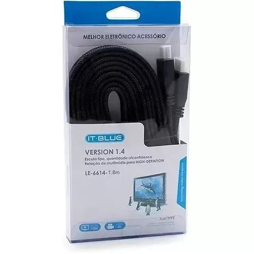 Cabo HDMI IT-BLUE 1.8M LE-6614 FULL HD 1080P 1.4 FLAT
