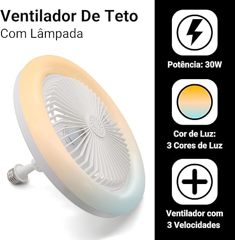 Ventilador De Teto Articulado Ajustável Com Luz Led Controle e Aromaterapia 48W Bivolt