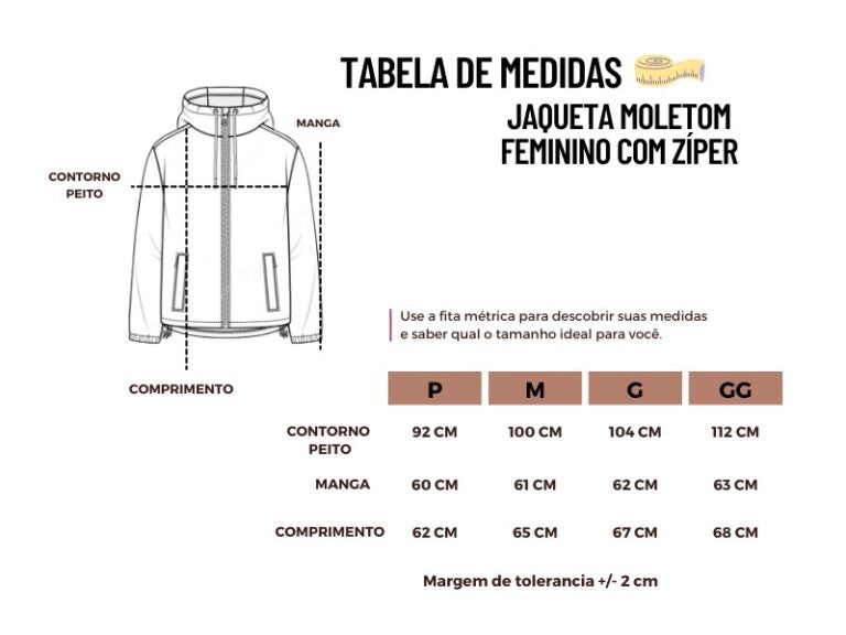 Jaqueta Moletom 3 Cabos Feminina Abertura em Zíper Verde Água