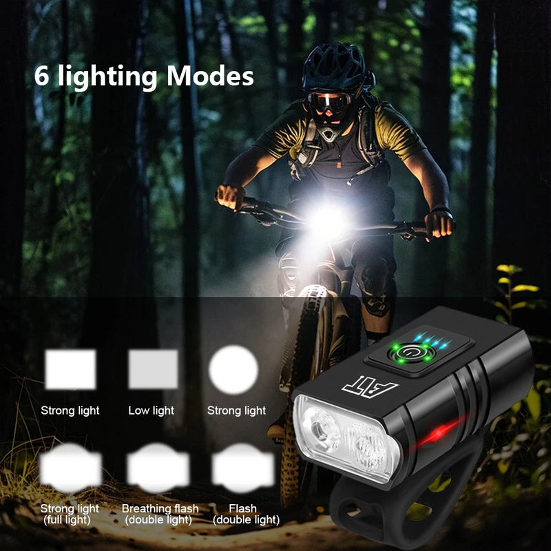LED Bicycle Front Light Type-C Rechargeable Bicycle Headlight MTB Road Bike Headlamp Easy to Install Cycling Accessories