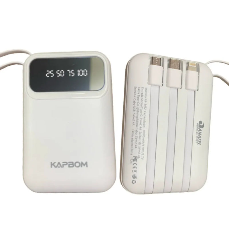 Power Bank Kapbom KA-9912 - 10,000mAh com Função de Lanterna