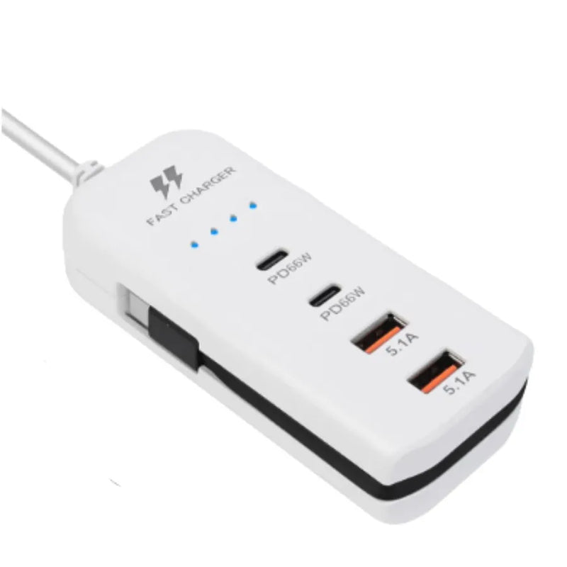 Extensão Carregador Turbo 66w Celular 2 Saídas Usb 2 Tipo C