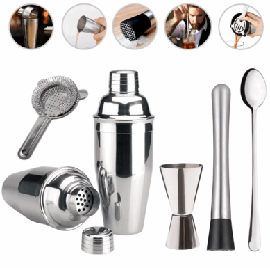 KIT COQUETELEIRA 5 PEÇAS INOX - Storesul