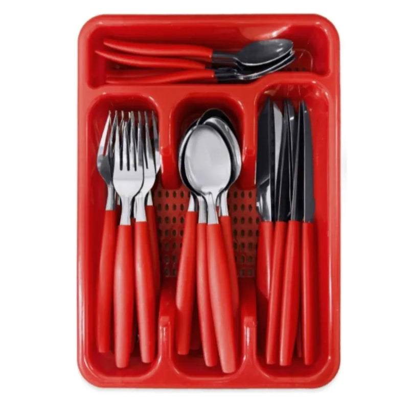 Faqueiro Jogo De Talheres Inox C/ Porta Talher Com 25 Peças