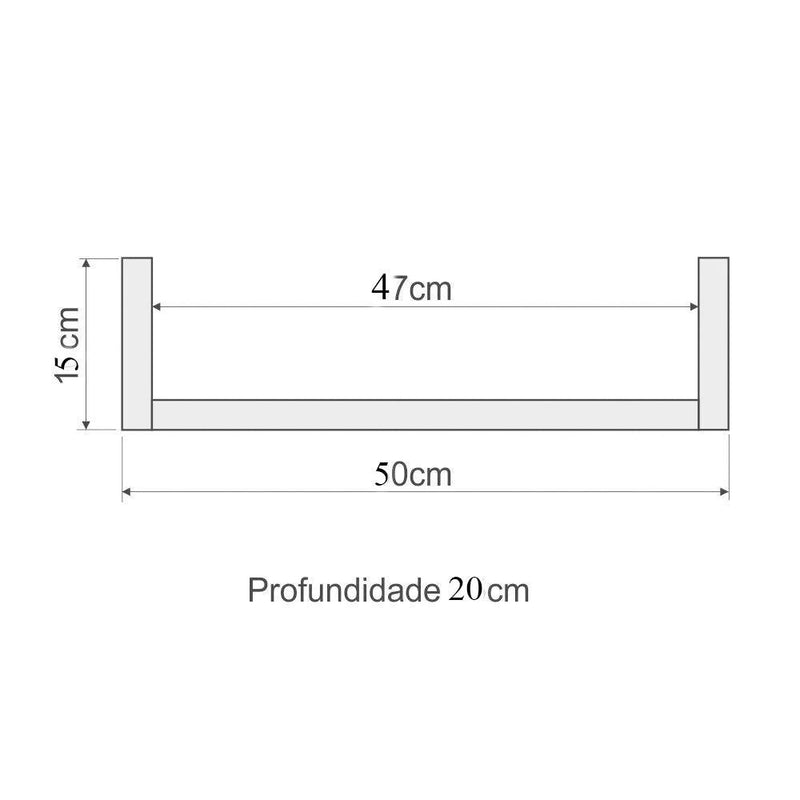 Prateleira Modelo U Preto 50cm Em Mdf - Storesul