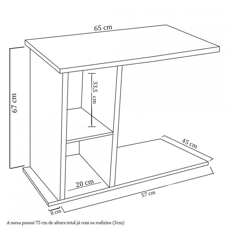 Mesa Com Rodizio Natural Em Mdf - Storesul